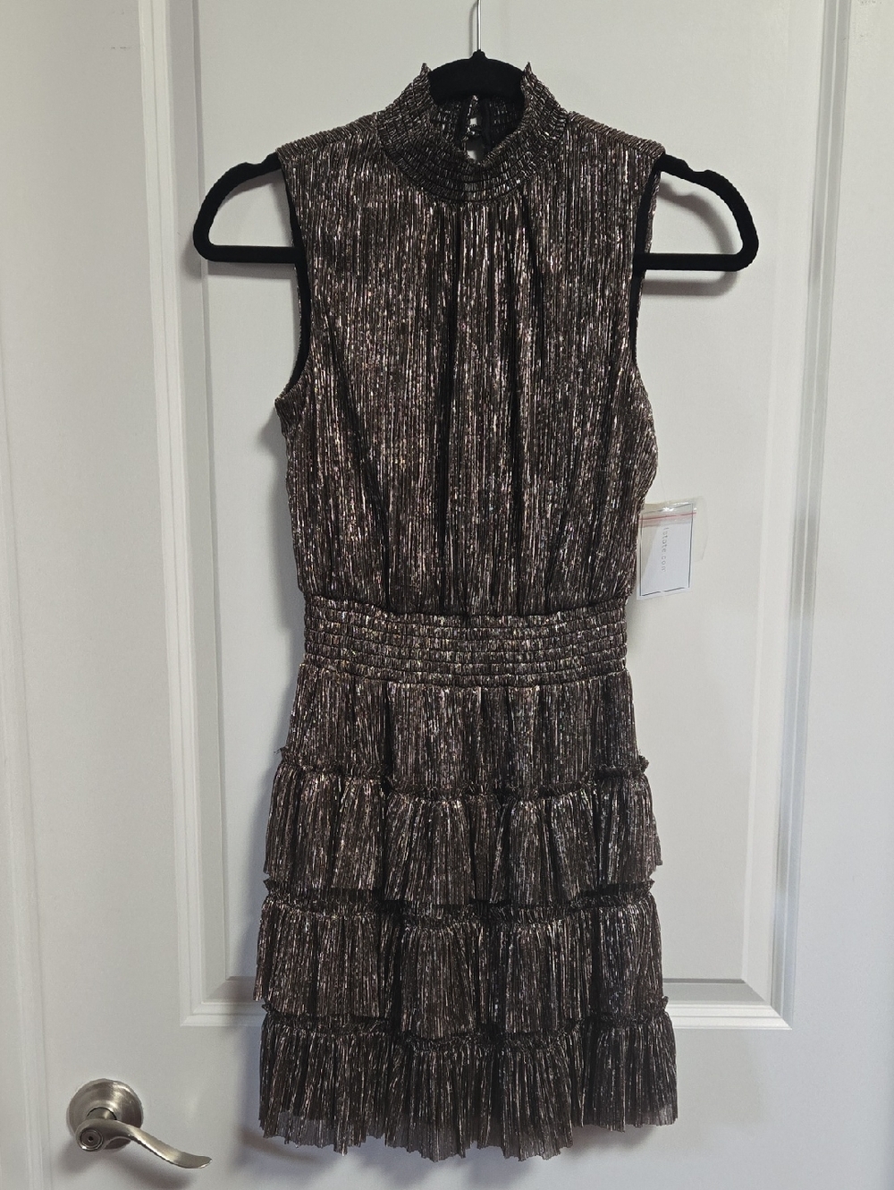 1 State Sleeveless Metallic Dress